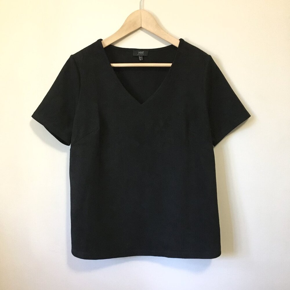 Yest Velvet Black Faux Suede Vampire Top Goth Whimsigoth V-Neck EU40